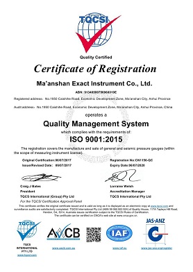 Pressure Gauge Certificates